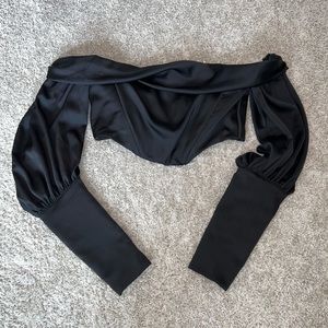Houseofcb satin cropped blouse